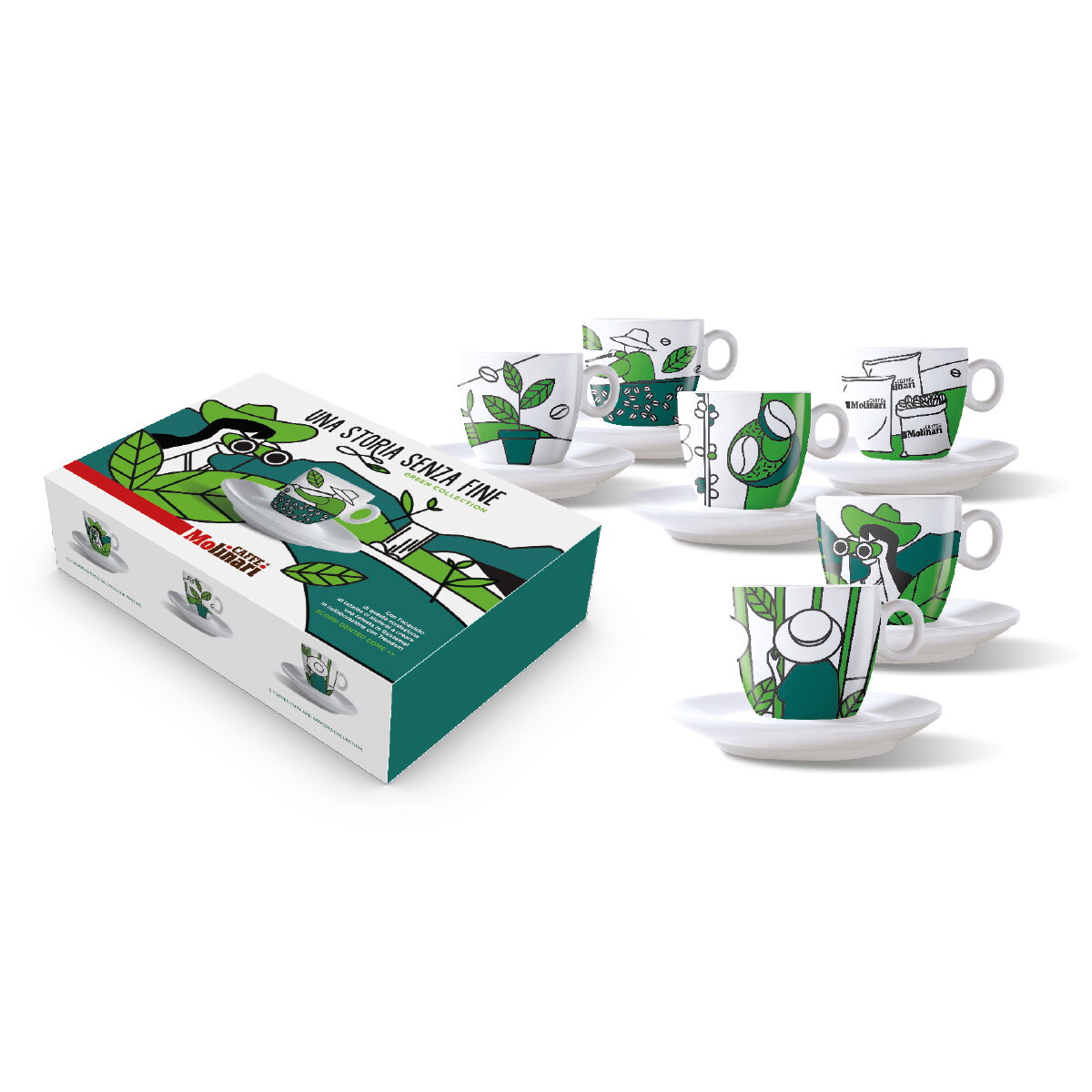 Šálka s podšálkou Caffé Molinari Green Collection cappuccino 6 ks v bal.