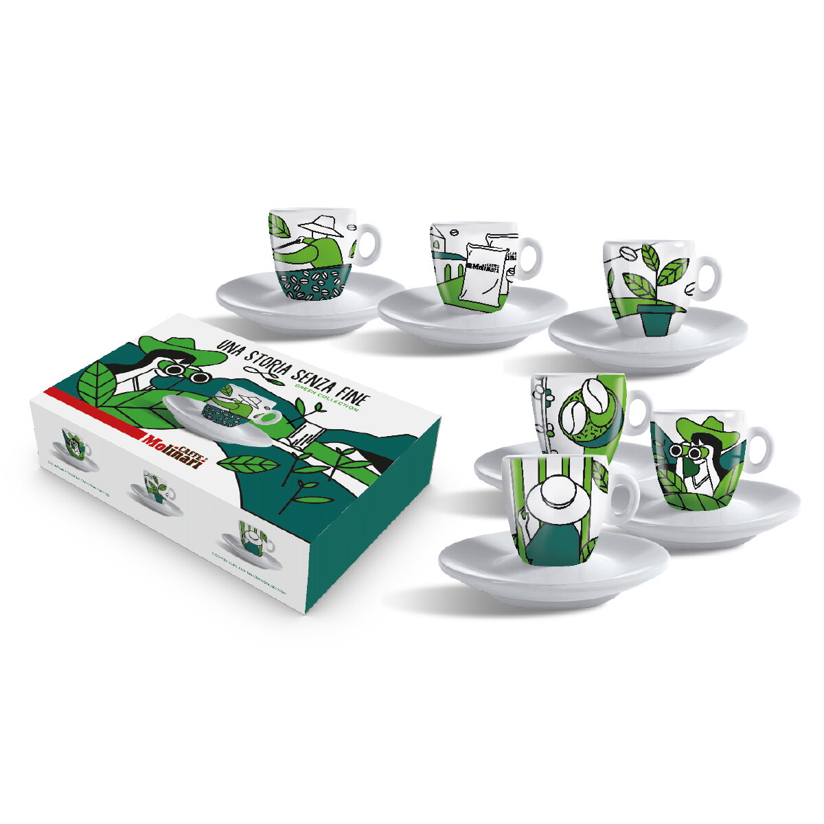 Šálka s podšálkou Caffé Molinari Green Collection espresso 6 ks v bal.